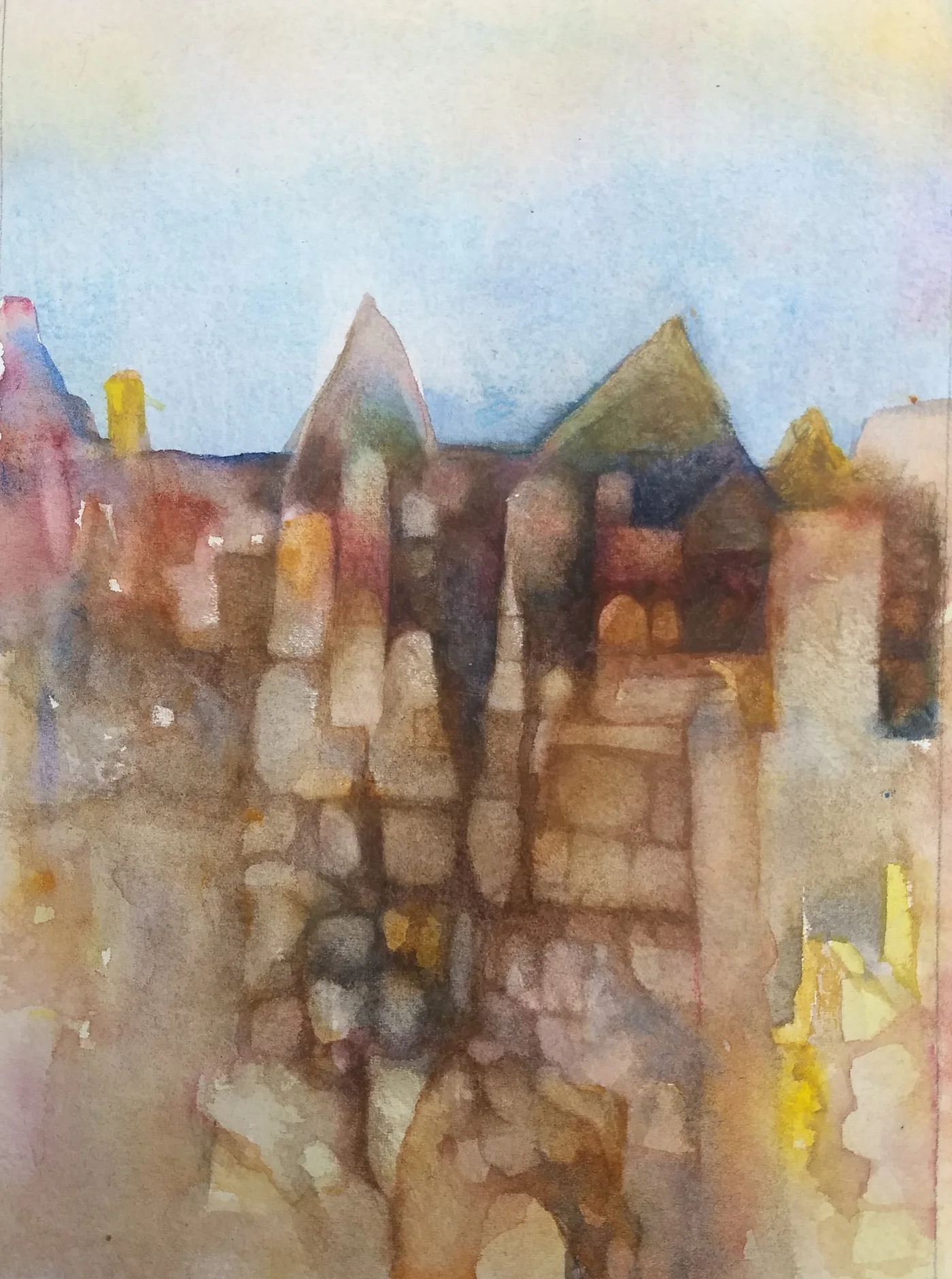 Villagescape in Utero — Watercolor on Arches #140