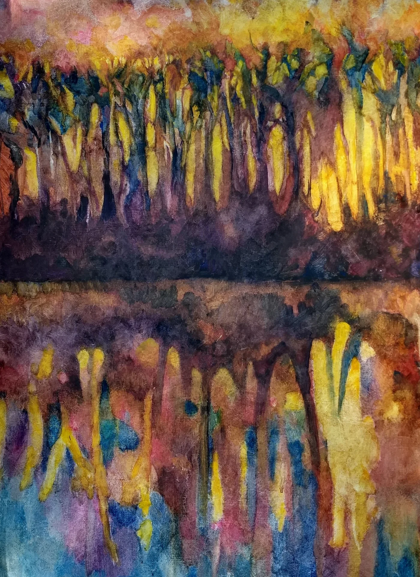 Woods in Reflection — Watercolor on Tyvek